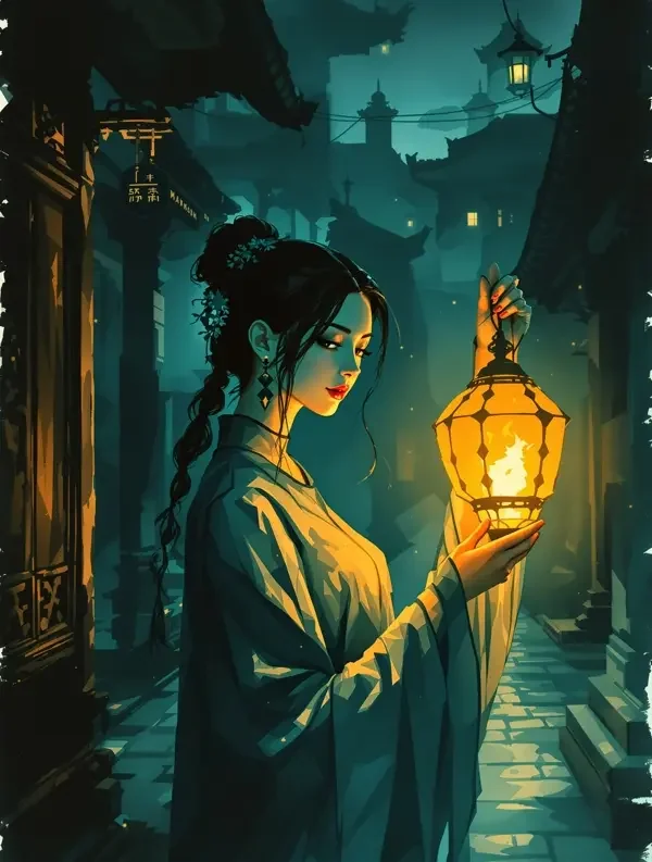 www短剧 古风短剧《墨灯夜谭》封面剧照